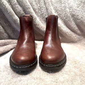 Sorel Light Brown Leather Slip On Ankle Boots Deep Tread